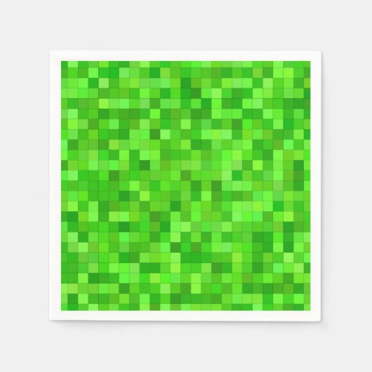 Serviette En Papier Pixels verts fête d'anniversaire (Devant)