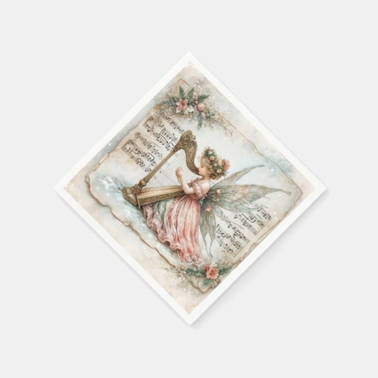 Serviette En Papier Pixie Fairy Jouer une harpe (Coin)