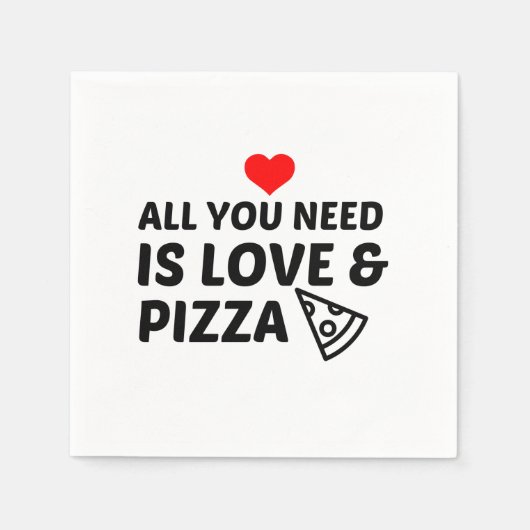 SERVIETTE EN PAPIER PIZA ET AMOUR (Devant)