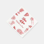 Serviette En Papier Pizza 1ère Main Écrite Tiré Slice Of Fun Anniversa (Coin)