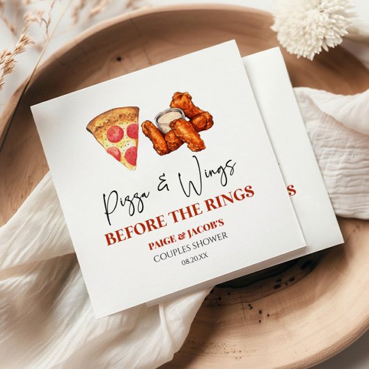 Serviette En Papier Pizza and Wings Before The Rings Couples Shower