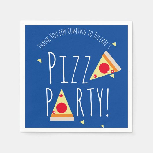 Serviette En Papier Pizza Bold Party d'anniversaire Restaurant Bleu (Devant)