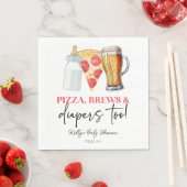 Serviette En Papier Pizza Brews et Diapers aussi ! Baby shower (En situation)
