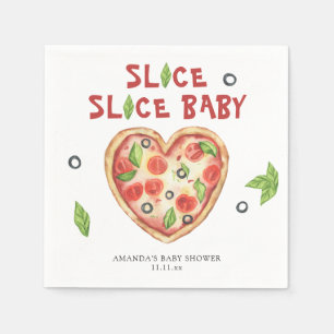 Serviette En Papier pizza cœur aquarelle baby shower