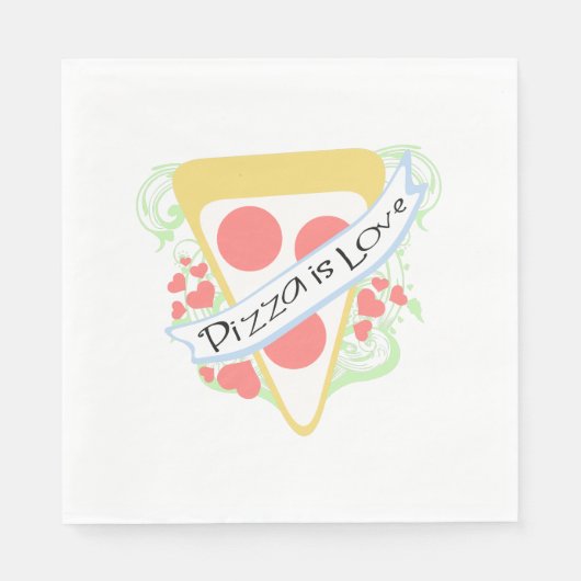 Serviette En Papier Pizza est l'amour (Devant)