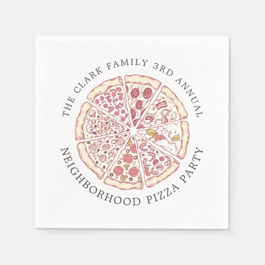 Serviette En Papier Pizza, Événement Texte personnalisé à thème | (Devant)