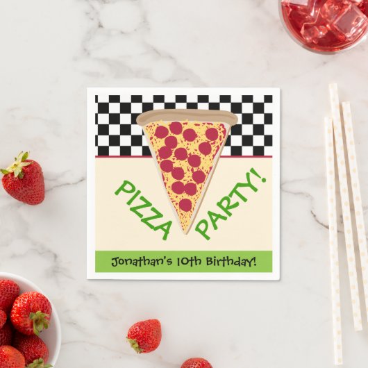 Serviette En Papier Pizza fête d'anniversaire pour enfants (En situation)