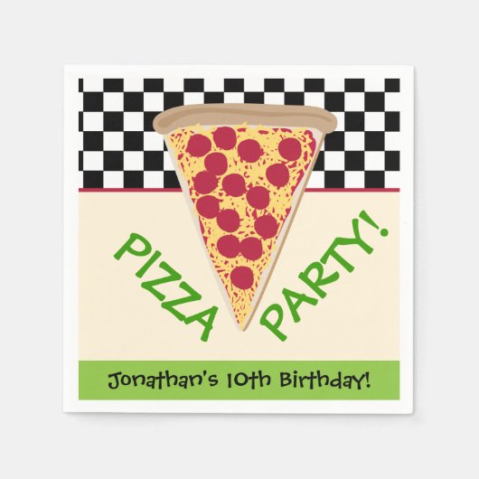 Serviette En Papier Pizza fête d'anniversaire pour enfants (Devant)