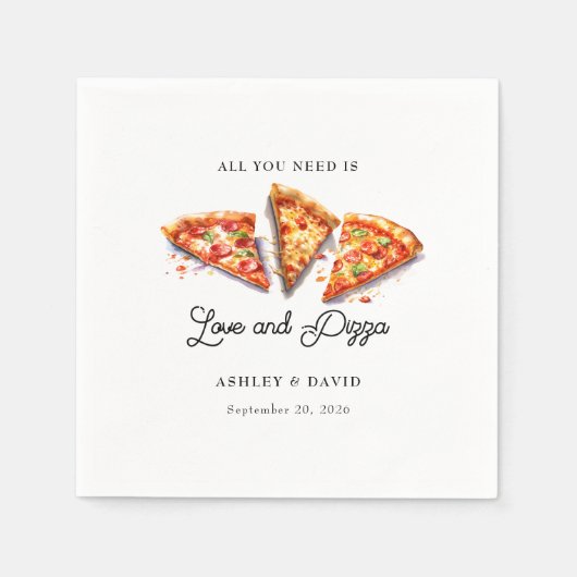 Serviette En Papier Pizza italienne | Partie d'engagement (Devant)