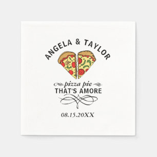 Serviette En Papier Pizza Love Mariage tendance Monogramme Date