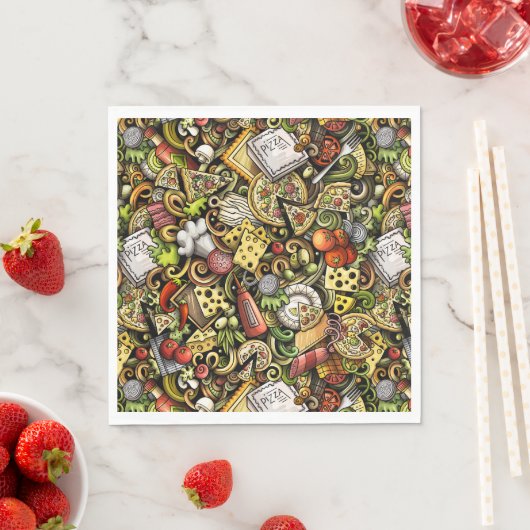 Serviette En Papier Pizza Party (En situation)