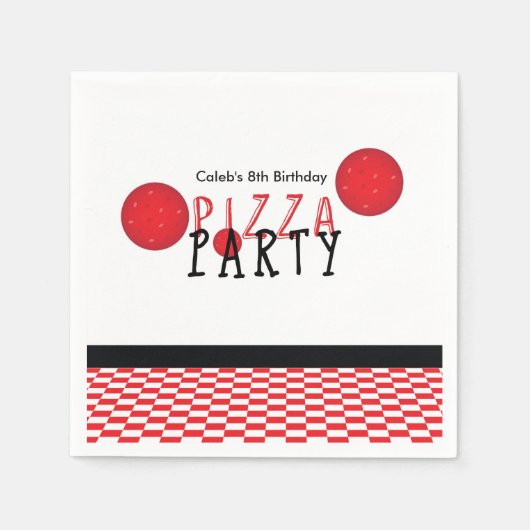 Serviette En Papier Pizza Party Pepperoni Custom Anniversaire Party Na (Devant)