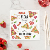 Serviette En Papier Pizza Party Thème Aquarelle Anniversaire de enfant (En situation)