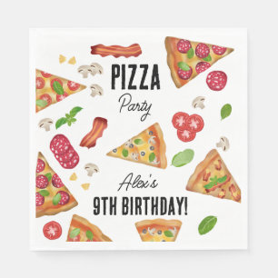 Serviette En Papier Pizza Party Thème Aquarelle Anniversaire de enfant