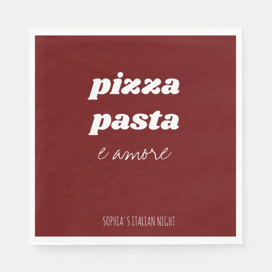 Serviette En Papier Pizza Pasta Funny Amore Rouge Cuisine italienne (Devant)