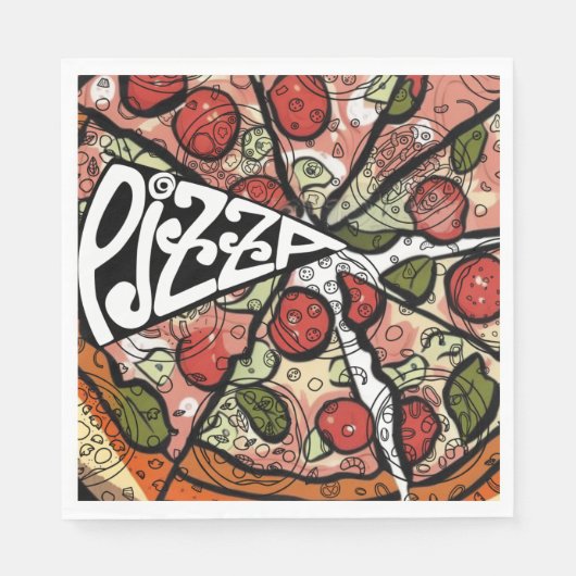 Serviette En Papier Pizza Pie (Devant)