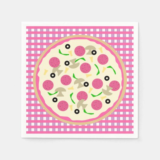 Serviette En Papier Pizza rose et violet (Devant)