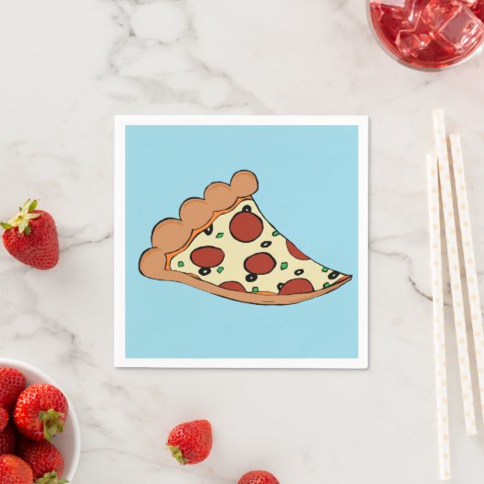 Serviette En Papier Pizza slice cocktail serviette (En situation)