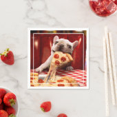 Serviette En Papier Pizza Slice mangeur de chien (En situation)