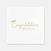 Serviette En Papier Plafond de diplôme Félicitations Gold White Script (Devant)