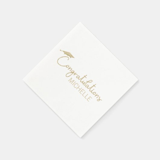 Serviette En Papier Plafond de diplôme Félicitations Gold White Script (Coin)