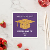Serviette En Papier Plafond de graduation violet et or (En situation)