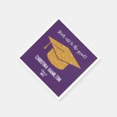 Serviette En Papier Plafond de graduation violet et or (Coin)