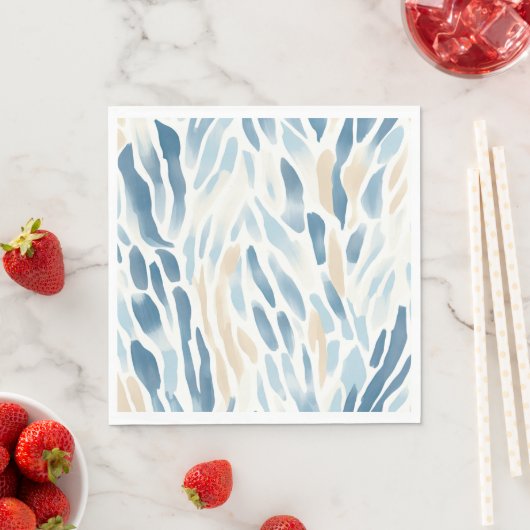 Serviette En Papier Plage Abstraite à la crème bleue (En situation)