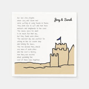 Serviette En Papier Plage Amusante Mariage Sand Castle Love Story Napk