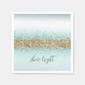 Serviette En Papier Plage Aqua Blue Ombre Gold Sparky (Devant)