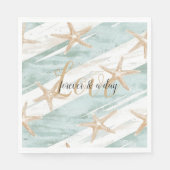 Serviette En Papier Plage Aqua Mint Starfish Stripes Mariage (Devant)