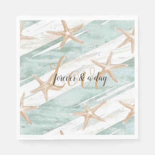 Serviette En Papier Plage Aqua Mint Starfish Stripes Mariage (Devant)