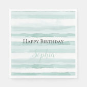 Serviette En Papier Plage Aqua Mint Stripes Anniversaire (Devant)