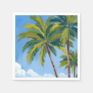 Serviette En Papier Plage aux palmiers Aquarelle tropicale bleue