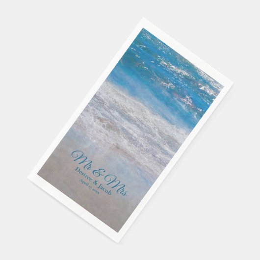 Serviette En Papier Plage Bleu Tropical Ocean Waves Mariage côtier (Coin)