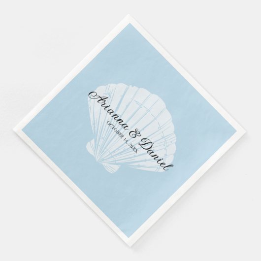 Serviette En Papier Plage Blue Seashell Mariage Napkins (Coin)