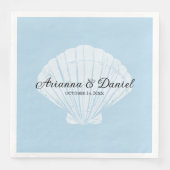 Serviette En Papier Plage Blue Seashell Mariage Napkins (Devant)