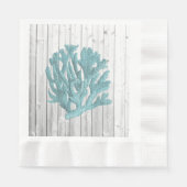 Serviette En Papier Plage Bois Turquoise Coral Papier (Devant)