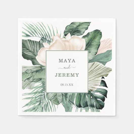 Serviette En Papier Plage botanique tropicale florale mariage serviett (Devant)