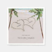 Serviette En Papier Plage Coeur de sable Palm Tropical | Mariage moder (Devant)