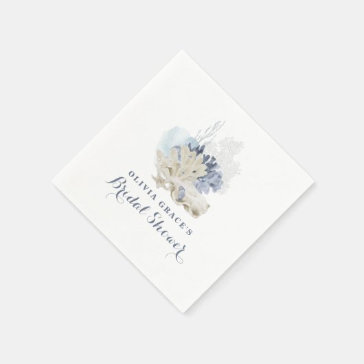 Serviette En Papier Plage côtière bleu coquillage douche nuptiale (Coin)