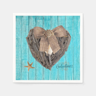 Serviette En Papier Plage côtière Thème Bois Dérivé Jour des Valentine