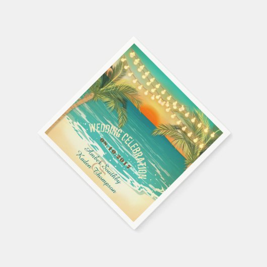 Serviette En Papier Plage coucher de soleil Mariage (Coin)