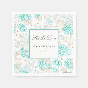 Serviette En Papier Plage d'amour en mer Mariage nautique