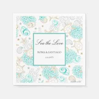 Serviette En Papier Plage d'amour en mer Mariage nautique