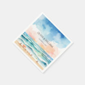 Serviette En Papier Plage d'aquarelle minimale (Coin)