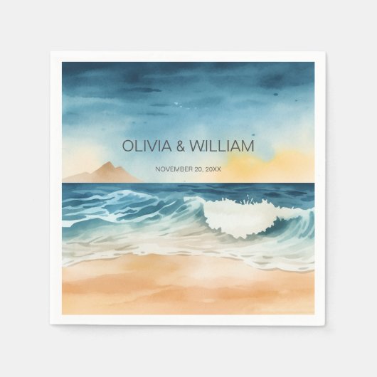 Serviette En Papier Plage d'aquarelle minimale (Devant)