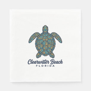 Serviette En Papier Plage de Clearwater Floride Tortue de mer Concepti