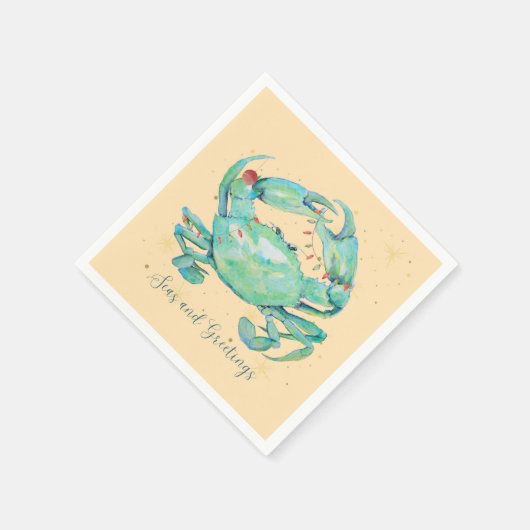 Serviette En Papier Plage de crabe de Noël (Coin)