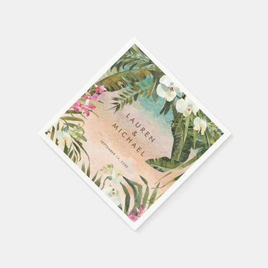 Serviette En Papier plage de fleurs tropicales mariage serviettes d'ét (Coin)